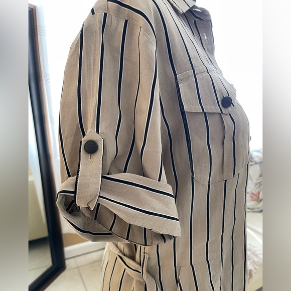 Rag & Bone Roxanne utility Dress linen blend belt 
Striped Beige Black SIZE S - Picture 5 of 16